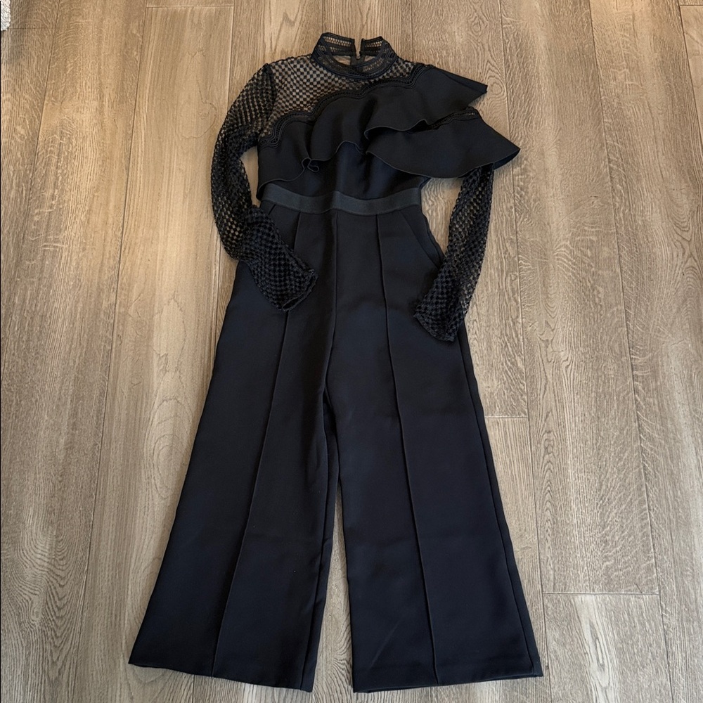 Self-Portrait Black Ruffled Jumpsuit